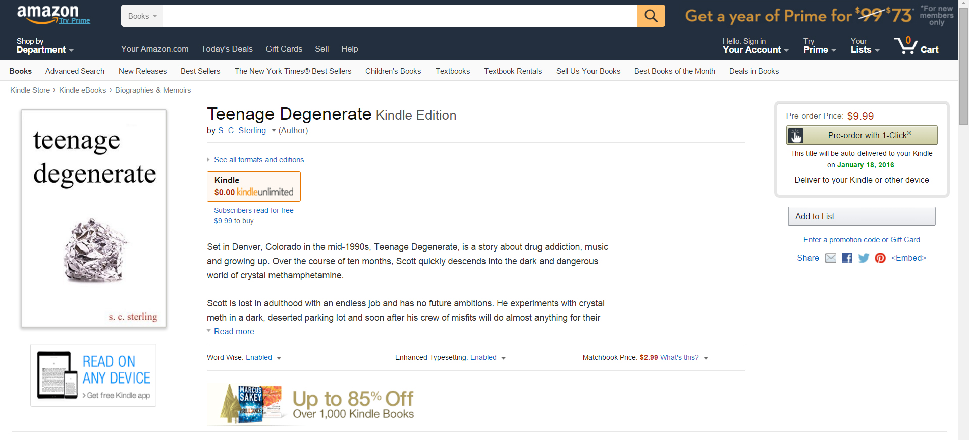 Purchase Teenage Degenerate on Amazon!